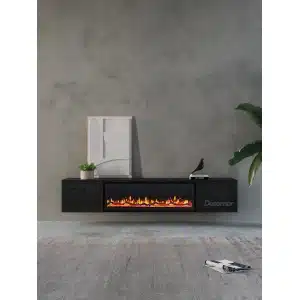 TV meubel met haard 280cm - zwart eiken